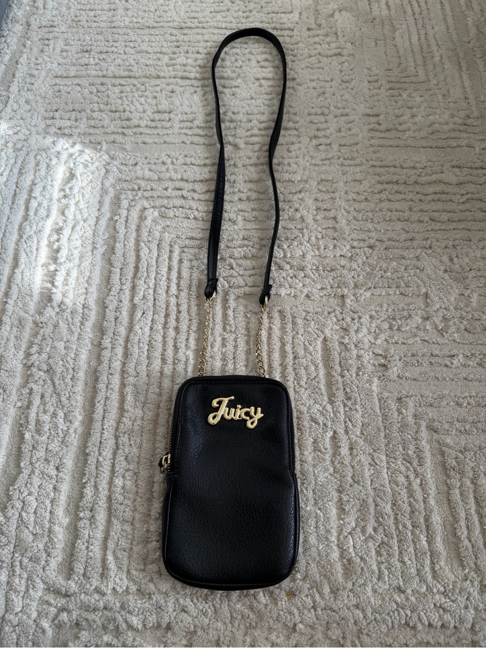 Juicy Couture Black Crossbody Phone Pouch with Gold Logo